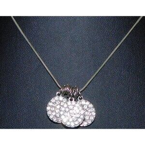 Casual Glam Triple Rhinestone Medallion Silver Tone Necklace